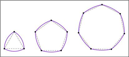Triángulo, pentágono y heptágono de Reuleaux.
