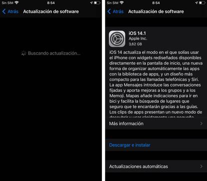 Actualización de software de iPhone.