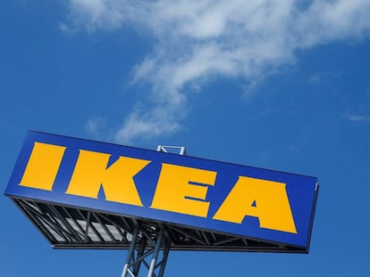 FILE PHOTO: The logo of IKEA is seen above a store in Voesendorf