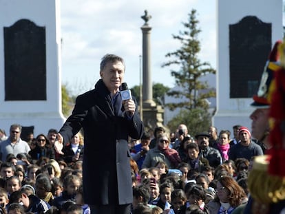Macri, durante um ato público ao completar seis meses no poder.