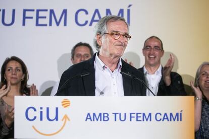 El candidato de CiU, Xavier Trias, tras conocer la derrota en Barcelona.