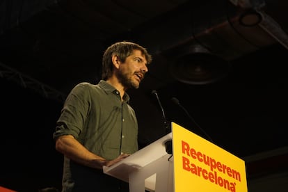 El ministro de Cultura y portavoz de Sumar, Ernest Urtasun, durante la clausura del congreso de Barcelona en comú, este domingo.