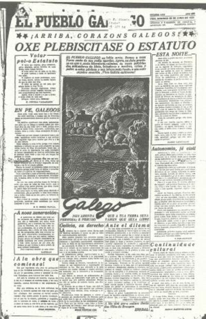 Priemira páxina deEl Pueblo Gallego do 28 de xuño de 1936.