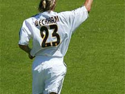 David Beckham, durante su presentación en el campo de entrenamiento del Real Madrid.