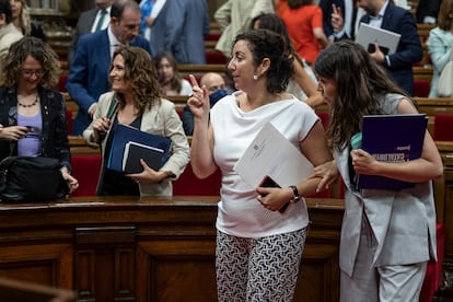 Alícia Romero, en el hemiciclo del Parlament de Catalunya.