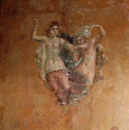 Una escena del culto a Baco, dios del vino y la fertilidad, en un fresco descubierto en Pompeya.