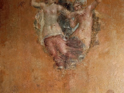 Una escena del culto a Baco, dios del vino y la fertilidad, en un fresco descubierto en Pompeya.