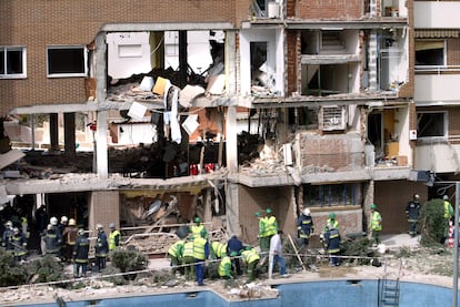 Estado en el que quedó el edificio de Leganés tras la inmolación colectiva de los terroristas, el 4 de abril de 2004.