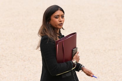 Prisca Thevenot, portavoz del Gobierno francés, tras el Consejo de Ministros, este miércoles en París.