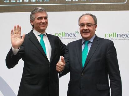 Francisco Reyn&eacute;s, presidente de Cellnex, y Tob&iacute;as Mart&iacute;nez, consejero delegado de la empresa. 