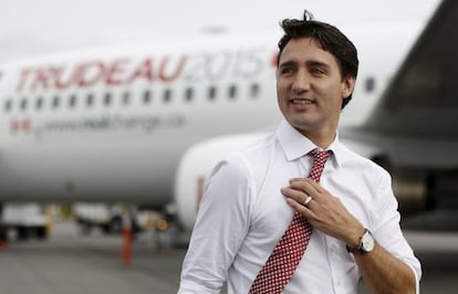 El candidato del Partido Liberal, Justin Trudeau, en campaña