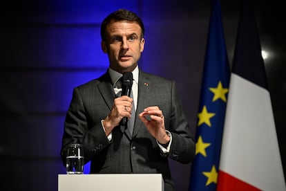 El presidente francés Emmanuel Macron este diciembre en un acto en París.