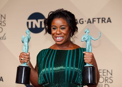 Uzo Aduba ganó el premio a mejor actriz en serie de comedia por su trabajo en 'Orange is the new Black'.