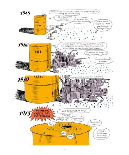 Página de 'El mundo sin fin', de Jean-Marc Jancovici y Christophe Blain, editado por Norma.