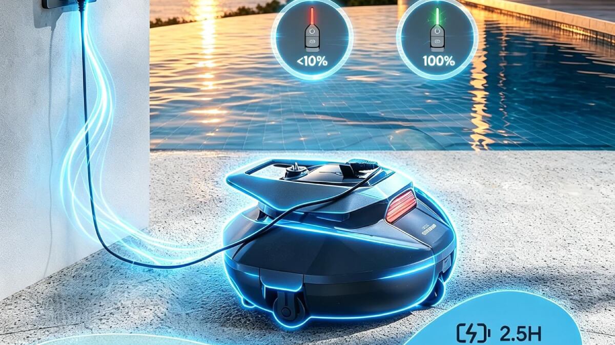 Este robot limpiafondos inalámbrico carga su batería en menos de tres horas.