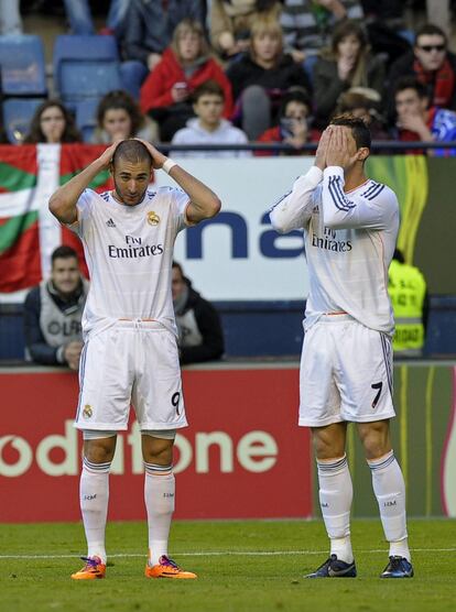 Benzema y Cristiano se lamentan