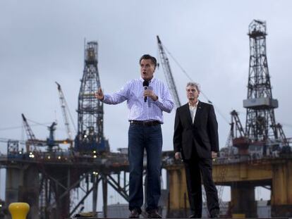 El candidato republicano Mitt Romney ofreció ayer un mitin en el puerto de Pascagoula, en Misisipí.
