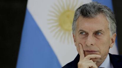 O presidente Mauricio Macri, durante uma reunião com governadores em Casa Rosada, o 31 de maio passado.