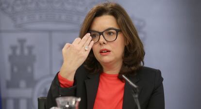 Soraya Sáenz de Santamaría en una roda de premsa posterior al Consell de Ministres.