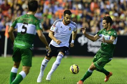 Negredo, en su debut en Mestalla.