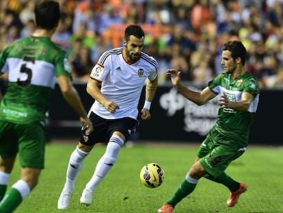 Negredo, en su debut en Mestalla.