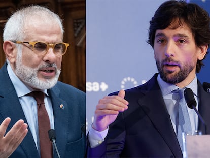 El portavoz de Ciutadans en el Parlament, Carlos Carrizosa, y el eurodiputado de CS y exsecretario general del partido, Adrián Vázquez.