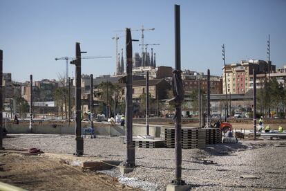 Les obres a la plaça de les Glòries. 