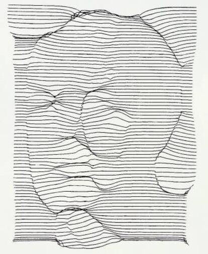 Autorretrato realizado entre 1968-1969, serigrafía sobre papel a partir de dibujo elaborada en ordenador.
