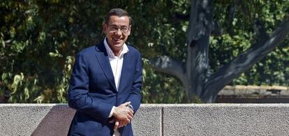 Antonio Clemente, secretario general del PPCV, en la terraza de la sede del partido en Valencia.