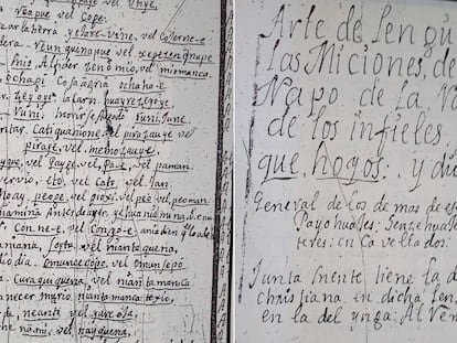 Manuscrito jesuita de 1753 con términos en paikoka, la lengua de los siekopai.