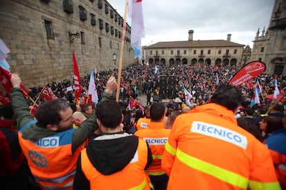 Manifestación en Santiago de Compostela, este domingo.