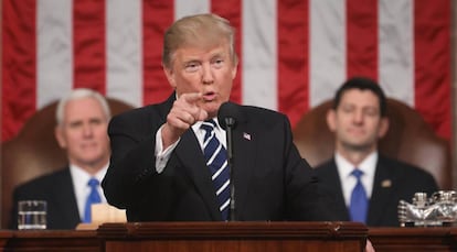 Donald Trump, num momento do discurso