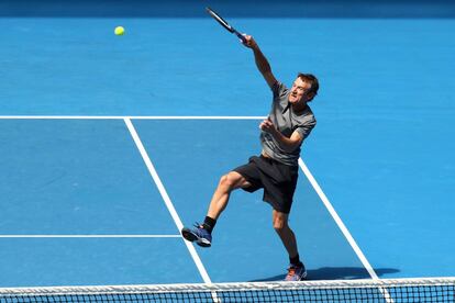 Wilander, durante una exhibición en el último Open de Australia.