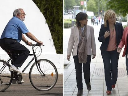 Cañete monta en bici en la jornada de reflexión, mientras Valenciano pasea con sus hermanas.