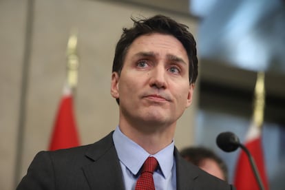 Justin Trudeau durante una conferencia de prensa, en Ottawa, este sbado.