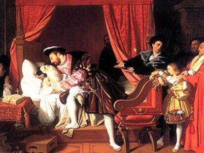 El cuadro <i>Francisco I recoge los últimos suspiros de Leonardo da Vinci </i>(1818), de Jean-Auguste-Dominique Ingres.