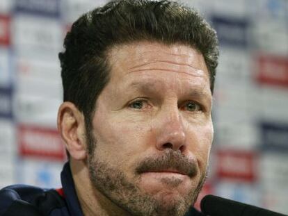 Simeone durante la rueda de prensa de este miércoles.