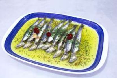 Anchoas a la bermeana del Asador Borda, en Getxo.