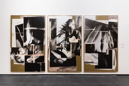 'Bodybuilding (Tríptico elemental de un cuerpo)', (2018), obra de Alfredo Rodríguez expuesta en la muestra 'Flor Hispania', en el CA2M.