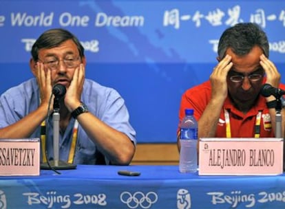 Jaime Lissavetzky y Alejandro Blanco, en la rueda de prensa que ofrecieron ayer en Pekín.