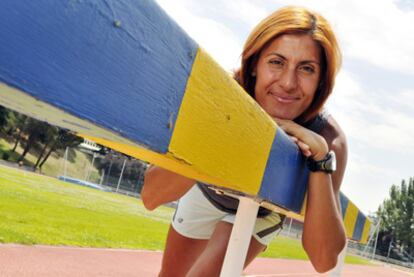 La atleta lucense Alessandra Aguilar en un entrenamiento de la selección española de atletismo.