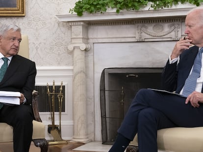 Joe Biden and Andrés Manuel López Obrador at the White House in July 2022.