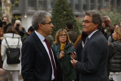 Artur Mas y Homs en los alrededores de la Audiencia Nacional para mostrar su apoyo a los exconsejeros del Govern de la Generalitat de Cataluña que comparecen ante la Jueza Carmen Lamela.
