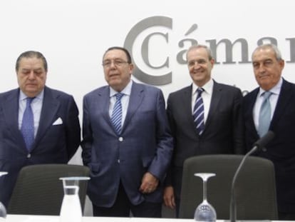 Los empresarios, Boluda, Garrig&oacute;s, Jim&eacute;nez y F&eacute;lix, en Alicante. 