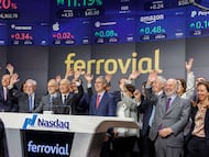 Directivos de Ferrovial en el debut de la compañía en el Nasdaq en 2024.