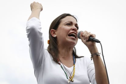 Corina Machado, en una protesta el pasado 8 de junio.