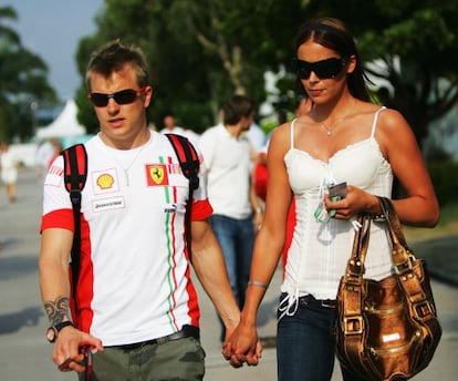 Kimi Raikkonen y Jenni Dahlman, en una imagen de 2007.