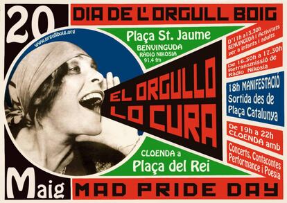 Cartel de ActivaMent convocando al Día del Orgullo Loco en Barcelona.