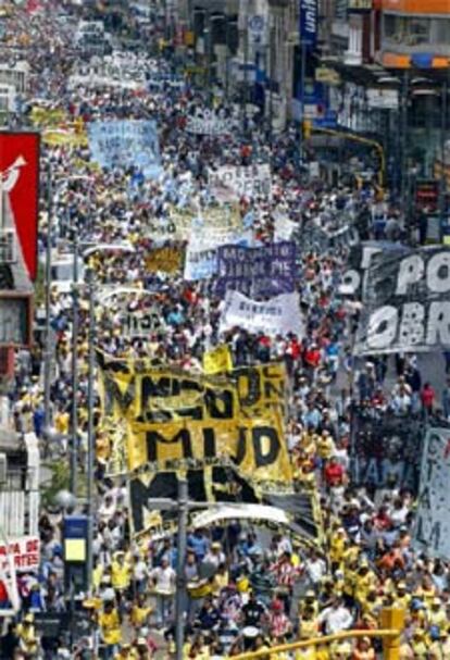 Manifestación de trabajadores la semana pasada en Buenos Aires.