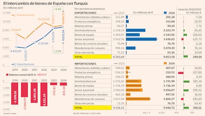 El intercambio de bienes de España con Turquía Gráfico